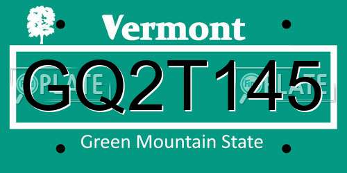 GQ2T145 Vermont License Plate