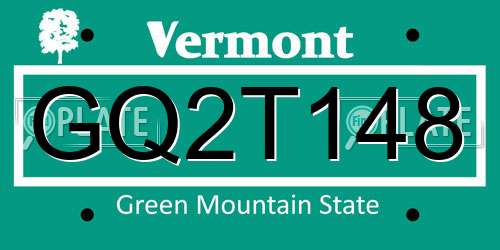 GQ2T148 Vermont License Plate