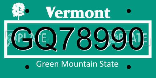 GQ78990 Vermont License Plate