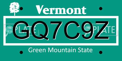 GQ7C9Z Vermont License Plate