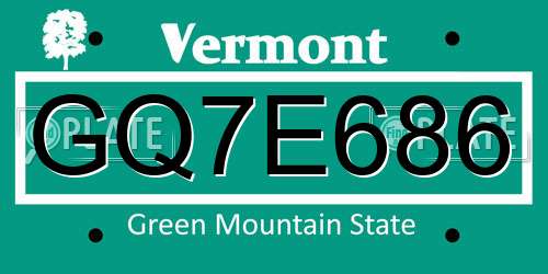 GQ7E686 Vermont License Plate