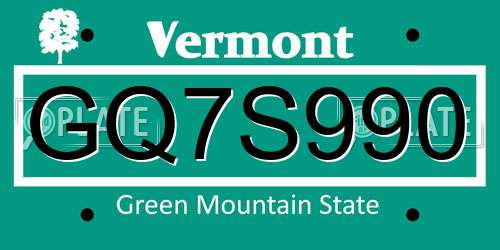GQ7S990 Vermont License Plate