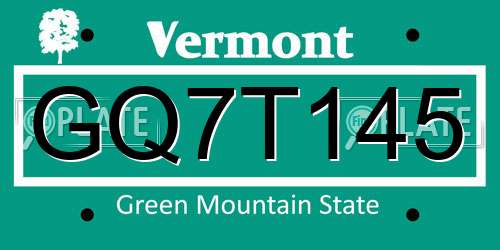 GQ7T145 Vermont License Plate