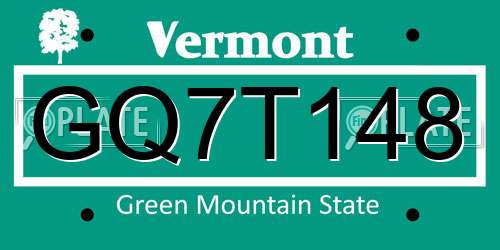 GQ7T148 Vermont License Plate