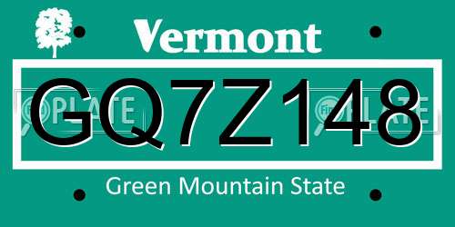 GQ7Z148 Vermont License Plate