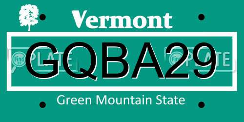 GQBA29 Vermont License Plate
