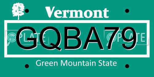 GQBA79 Vermont License Plate