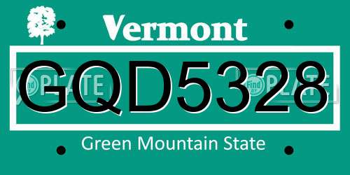 GQD5328 Vermont License Plate