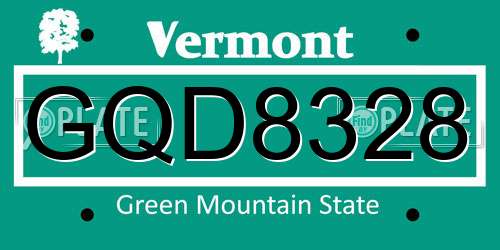 GQD8328 Vermont License Plate