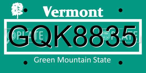 GQK8835 Vermont License Plate