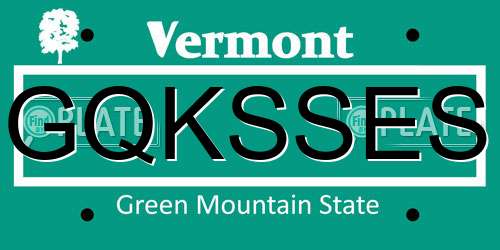 GQKSSES Vermont License Plate