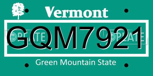 GQM7921 Vermont License Plate
