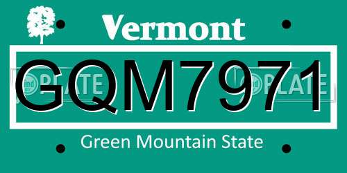 GQM7971 Vermont License Plate