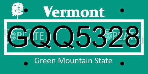 GQQ5328 Vermont License Plate