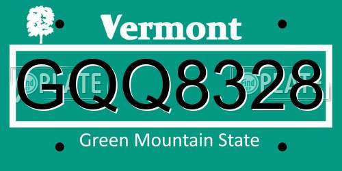 GQQ8328 Vermont License Plate