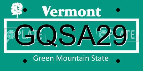 GQSA29 Vermont License Plate