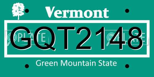 GQT2148 Vermont License Plate