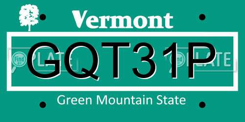 GQT31P Vermont License Plate