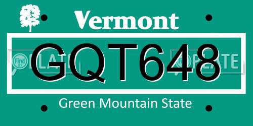 GQT648 Vermont License Plate