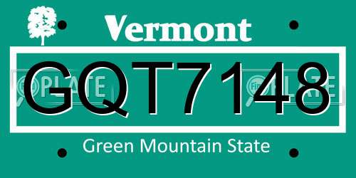 GQT7148 Vermont License Plate