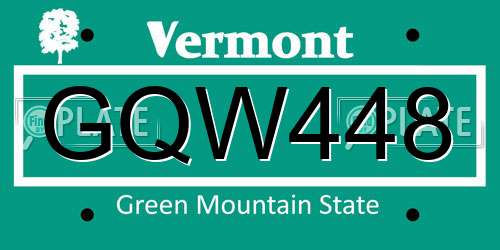 GQW448 Vermont License Plate