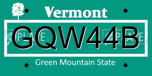 GQW44B Vermont License Plate