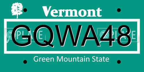 GQWA48 Vermont License Plate