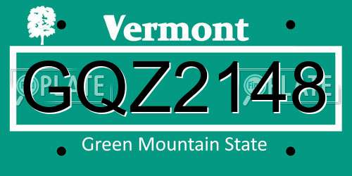 GQZ2148 Vermont License Plate