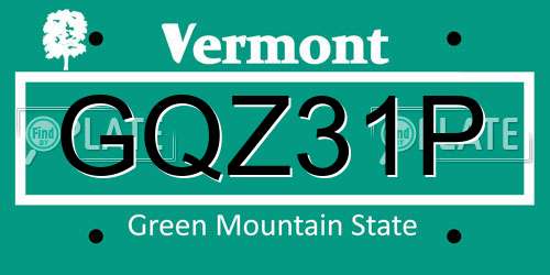 GQZ31P Vermont License Plate