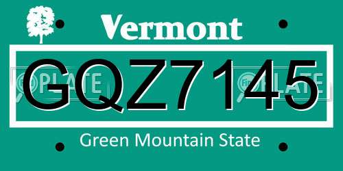 GQZ7145 Vermont License Plate