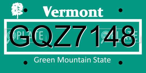 GQZ7148 Vermont License Plate