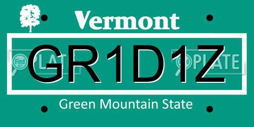 GR1D1Z Vermont License Plate