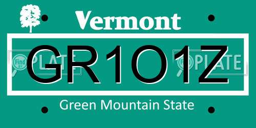 GR1O1Z Vermont License Plate