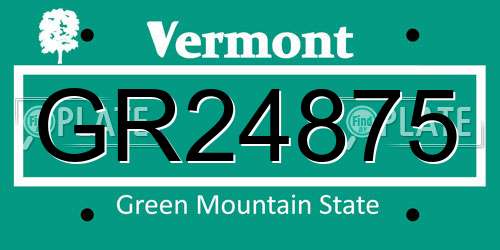 GR24875 Vermont License Plate