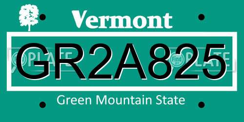 GR2A825 Vermont License Plate