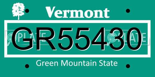 GR55430 Vermont License Plate