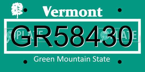 GR58430 Vermont License Plate