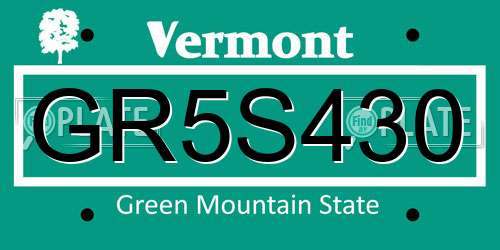 GR5S430 Vermont License Plate