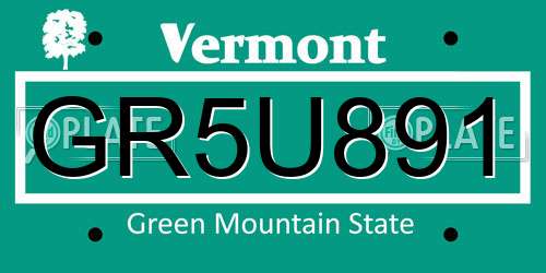 GR5U891 Vermont License Plate