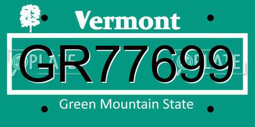 GR77699 Vermont License Plate