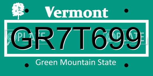 GR7T699 Vermont License Plate