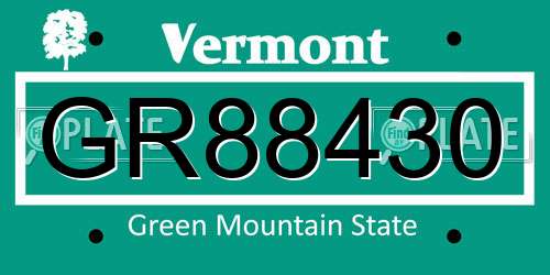 GR88430 Vermont License Plate