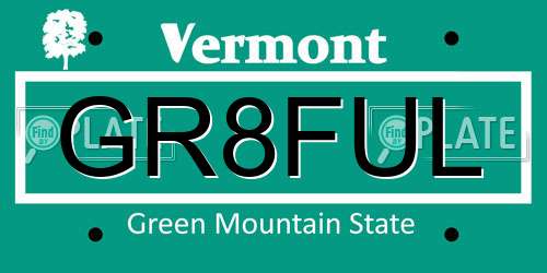 GR8FUL Vermont License Plate