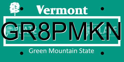 GR8PMKN Vermont License Plate