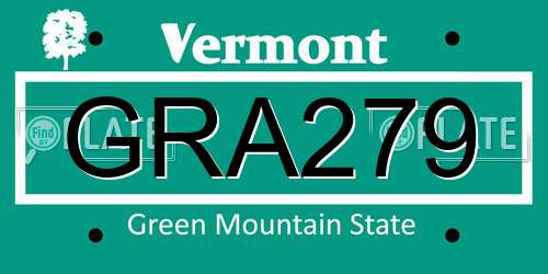 GRA279 Vermont License Plate