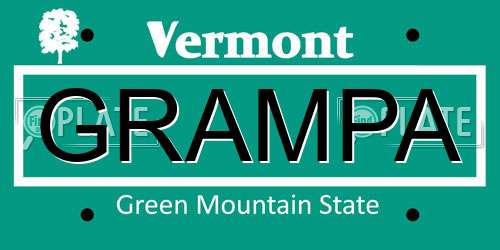 GRAMPA Vermont License Plate