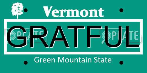 GRATFUL Vermont License Plate