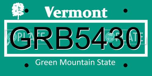 GRB5430 Vermont License Plate
