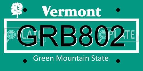 GRB802 Vermont License Plate