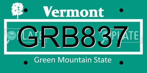 GRB837 Vermont License Plate